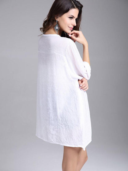 Elegant Bohemia Half Sleeve V Neck Embroidery Beaded Blouse Tops
