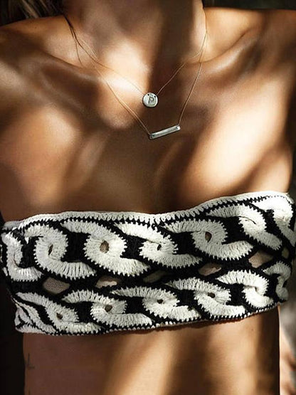 Flora Hollow Bandage Crochet Bikini Swimsuit