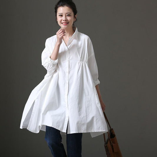 Casual Loose Three Quarter Sleeve Cotton Shirt