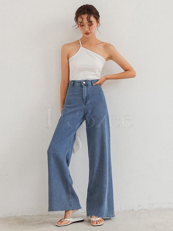 Casual Empire Column Wide Leg Jean Pants