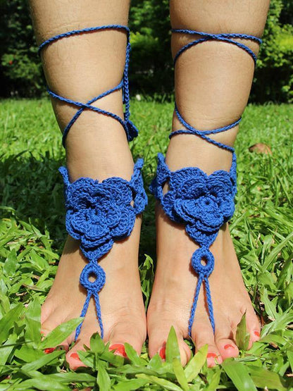 Pretty Crochet Weave Flower Footchain Accessories