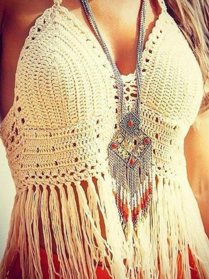 Bohemia Tasseled Condole Belt Bralette Top