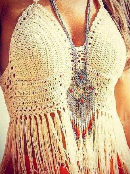 Bohemia Tasseled Condole Belt Bralette Top