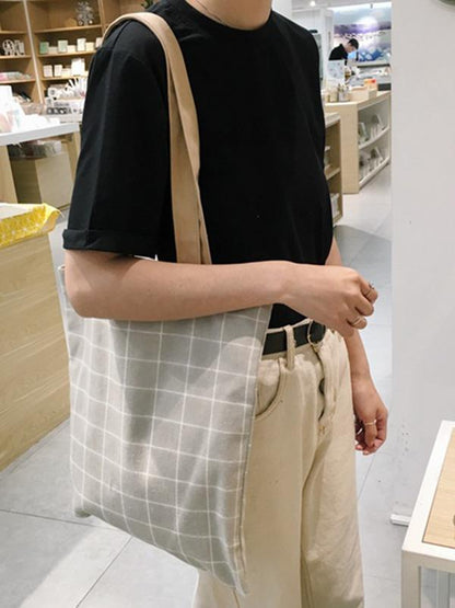 Simple Plaid Canvas Bag