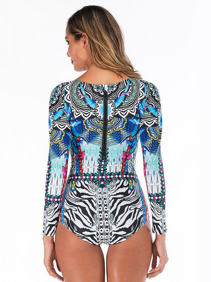 Tropical Printed Fashion One Piece Wetsuit