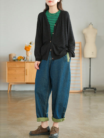 Simple Empire Waisted Wide Leg Harem Jean Pants