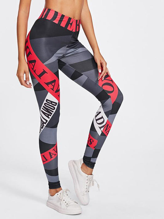Letter Printed Sports Leggings
