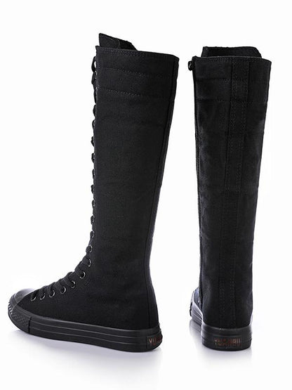 Casual High-top Side Zipper Mid high Canvas Boots