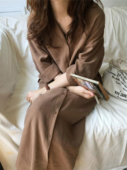 LOOSE SOFT LAPEL LONG COVER-UP