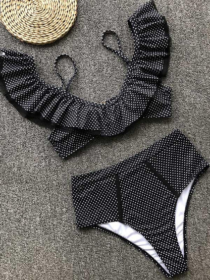 Polka-dot Falbala Bikinis Swimwear