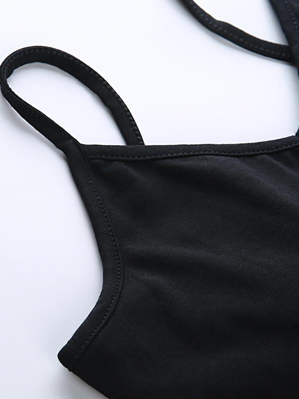 Sexy Wrap Solid Spaghetti-Neck Vest Top