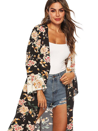 Sexy Printed Bikini Cardigan Beach Long Cover Up