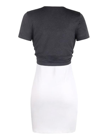 Maternity Spaghetti-neck Mini Dress& Short Sleeve T-shirt Suit