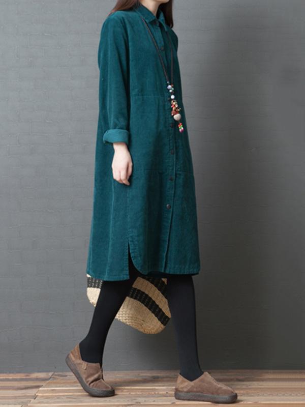 Fashion Plus Size Loose Long Sleeves Shirt Dress
