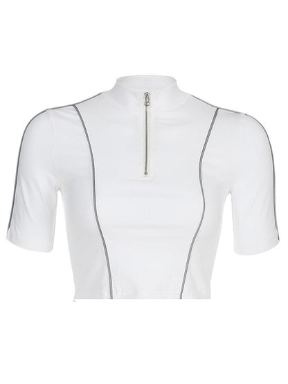 Crop Contrast Trim Sport Tees