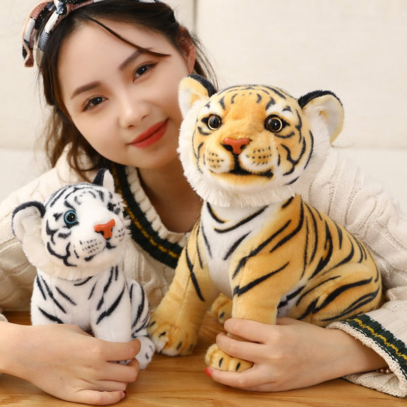 23/27/33Cm Realistic Tiger Plush Toy Pp Cotton Stuffed Wild Animal Forest Tiger Pillow Doll for Children's Birthday Present