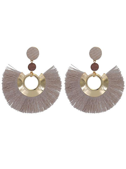 Tasseled Metal Ring Pretty Earrings