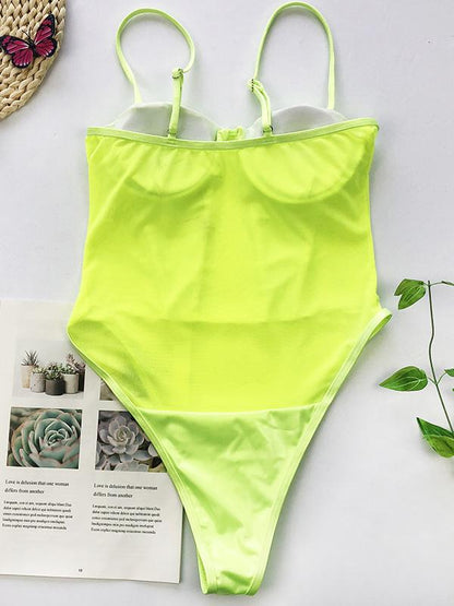 Spaghetti-Neck Sweetheart One-Piece Swimwear