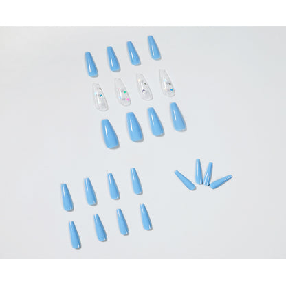 Sky blue pink laser Butterfly PRESS ON NAILS