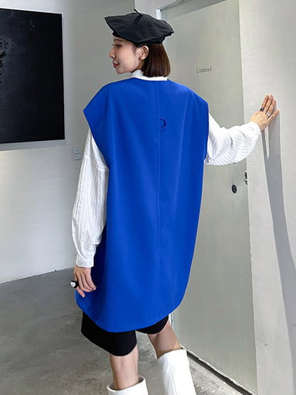 Simple Asymmetric V-Neck Sleeveless Vest Outerwear