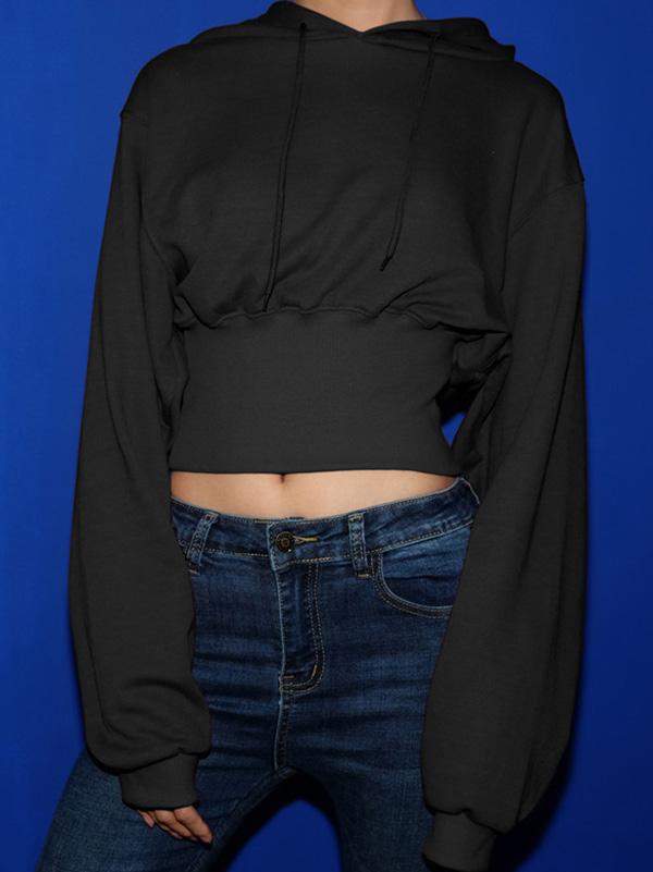 Casual Solid Loose Hoodies&Sweatshirt Tops