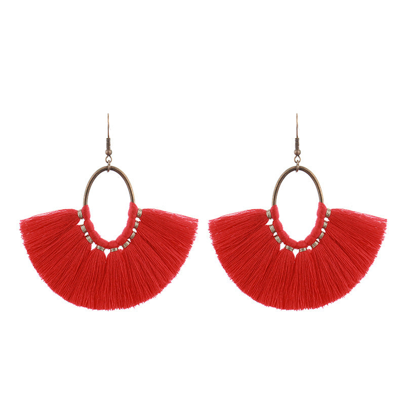 Fringed red earrings