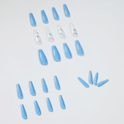 Sky blue pink laser Butterfly PRESS ON NAILS