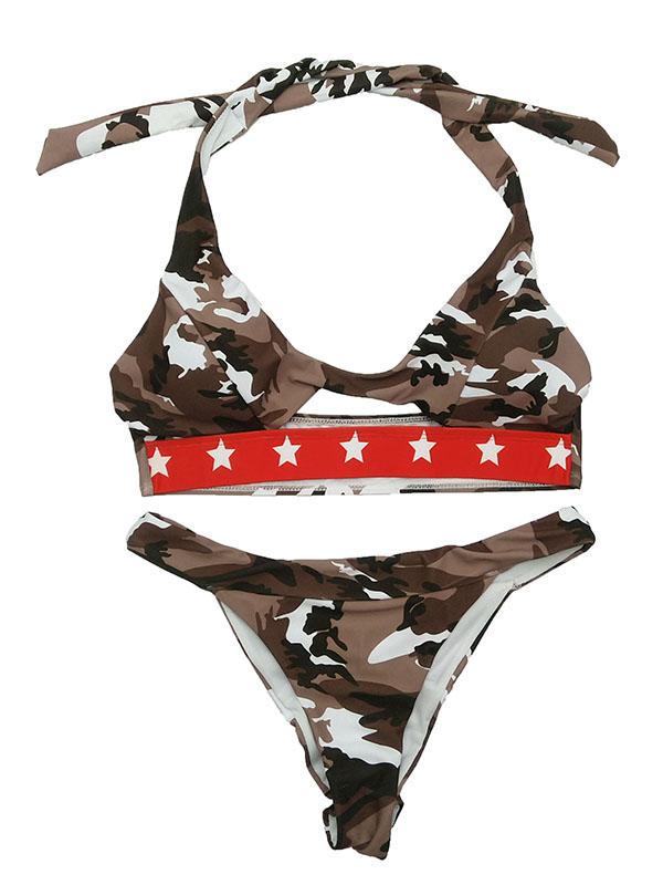 Camouflage Pattern Triangle Bikinis Swimwear