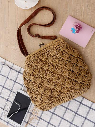 Knitted Retro Buckled Single-shoulder Bag