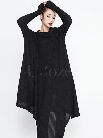 Loose Cropped Solid Goth Midi Dress