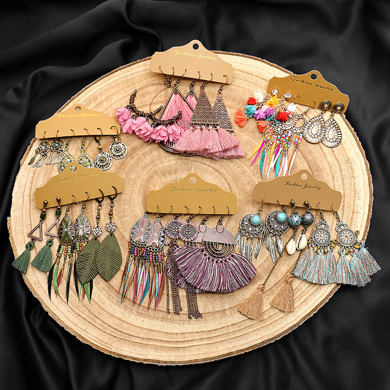 Bohemian tassel flower earrings