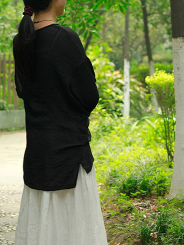 LOOSE SOLID COTTON VINTAGE BLOUSES