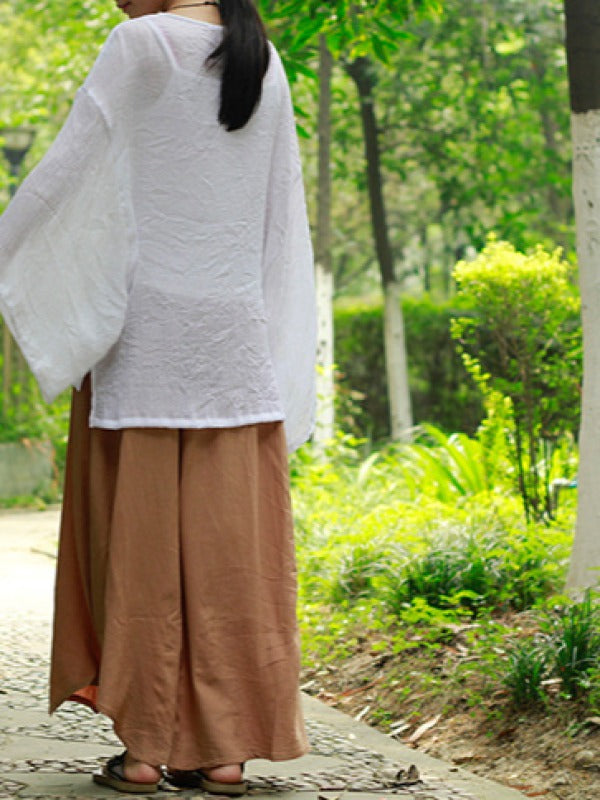 LOOSE SOLID COTTON VINTAGE BLOUSES