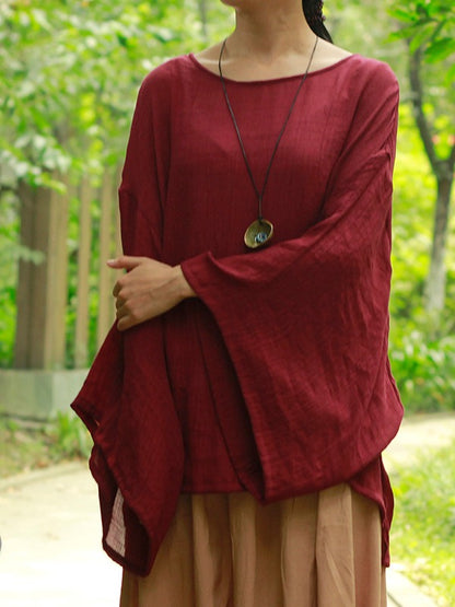 LOOSE SOLID COTTON VINTAGE BLOUSES
