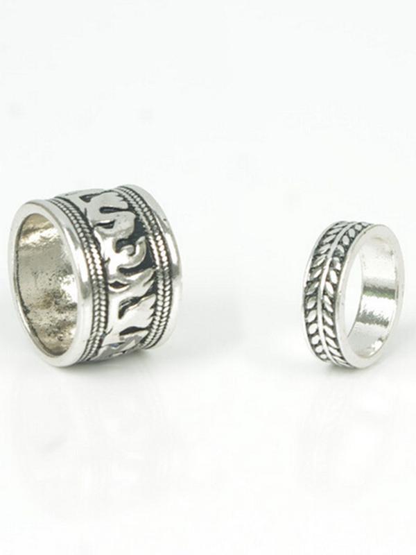 4PCS Vintage Elephant Carved Rings Accessories