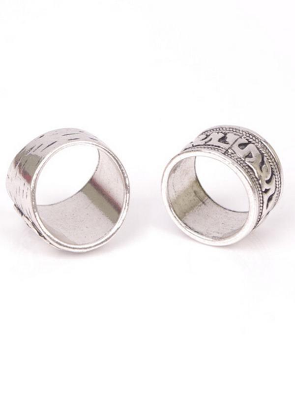 4PCS Vintage Elephant Carved Rings Accessories