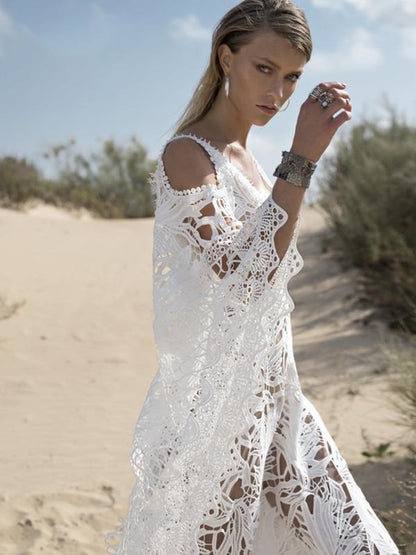 Lace Hollow Flared Sleeves Bohemia Wedding Dress