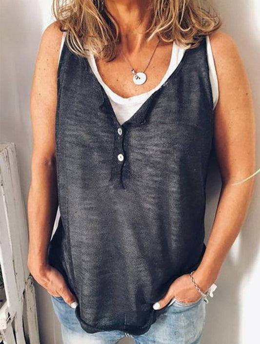Casual V-neck Sleeveless T-Shirt