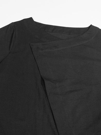 Simple Solid V-neck Asymmetric T-Shirt