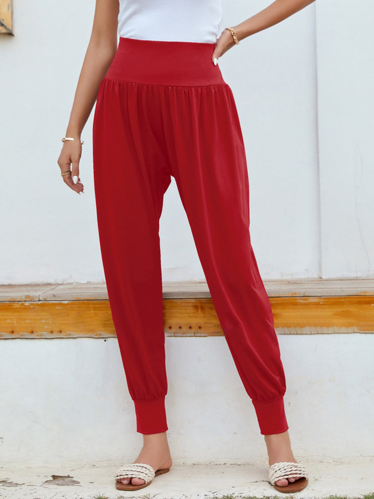 Simple Casual 9 Colors Pleated Harem Pants
