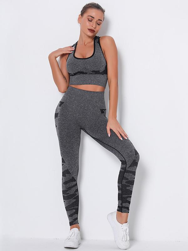 Camouflage Wrap High-Waisted High Elasticity  Yoga Suits