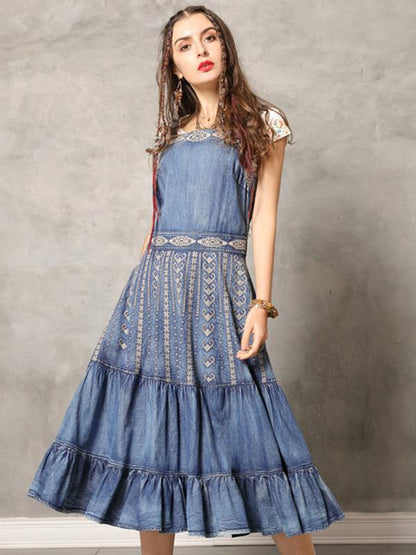 Original Vintage Embroidery Falbala Dress