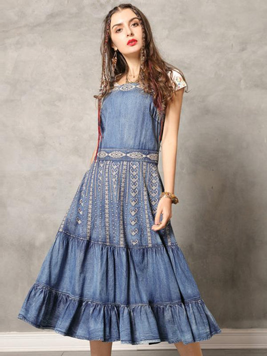 Original Vintage Embroidery Falbala Dress