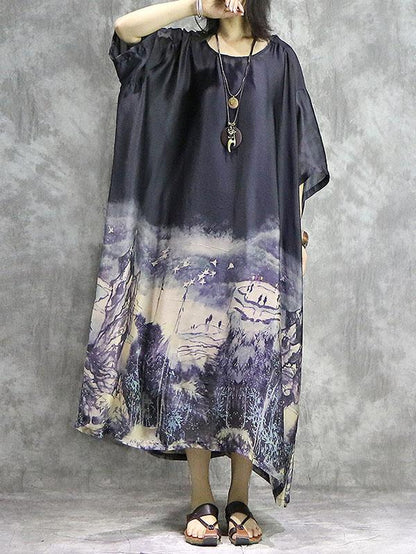 Literary Silk Split-joint 2-Pieces Long Dress
