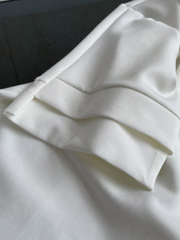Girlish Loose Black&White V-Neck Half Sleeves T-Shirts