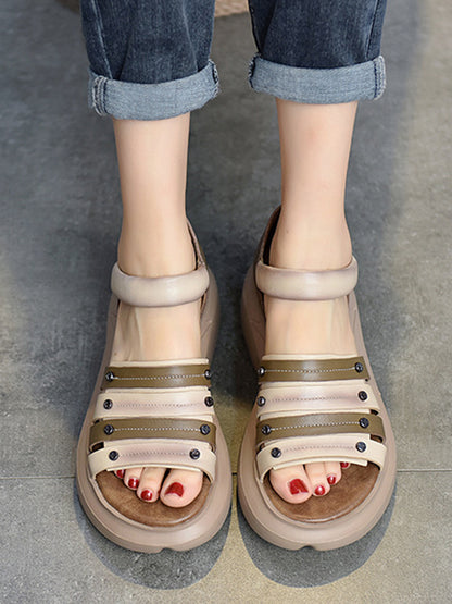 Original Casual Hollow Contrast Color Platform Shoes