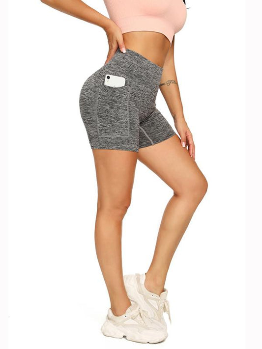 Wrap High-Waisted Pocket Quick Dry Sports Shorts