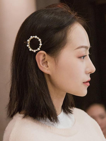 Hollow Faux Pearl Hair Clip Beaded Hair Clip