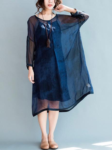 Summer Loose Silk Printed Maxi Dress