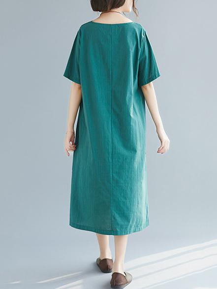 Plus Size Pure Color Cotton Long Dress